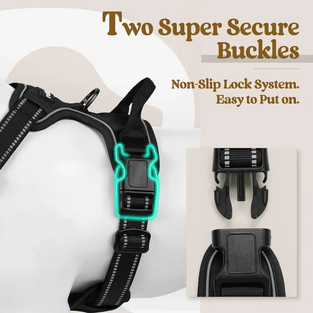 Rabbitgoo Dog Harness No Pull with 2 Leash Clips, Medium, NEW